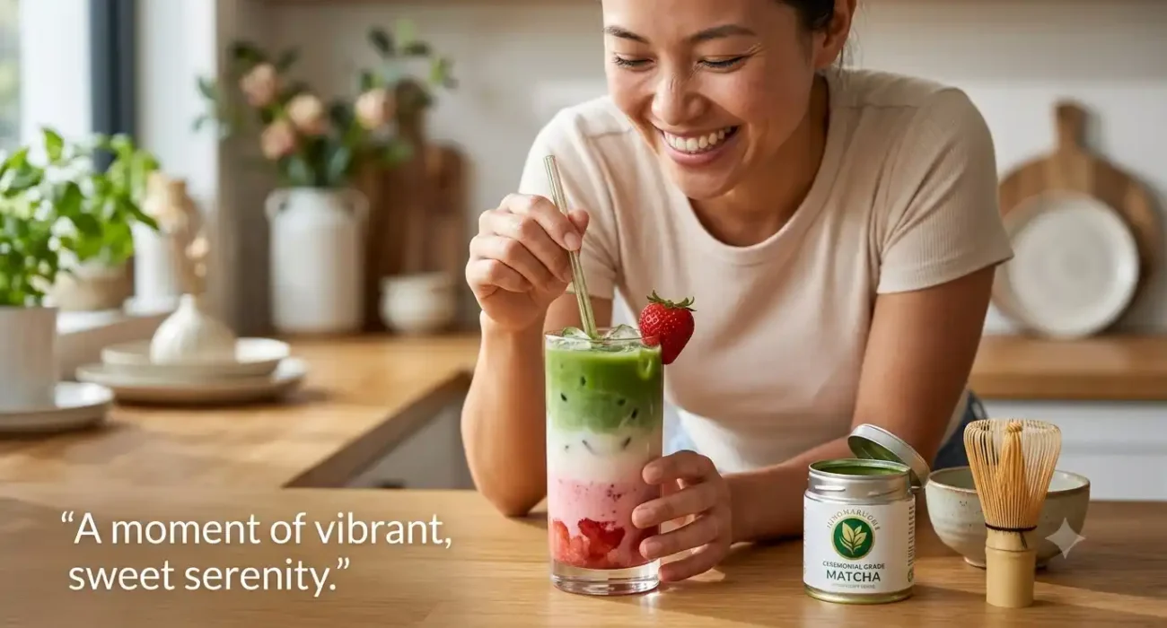 Strawberry Matcha Latte Recipe Pink Layered Drink