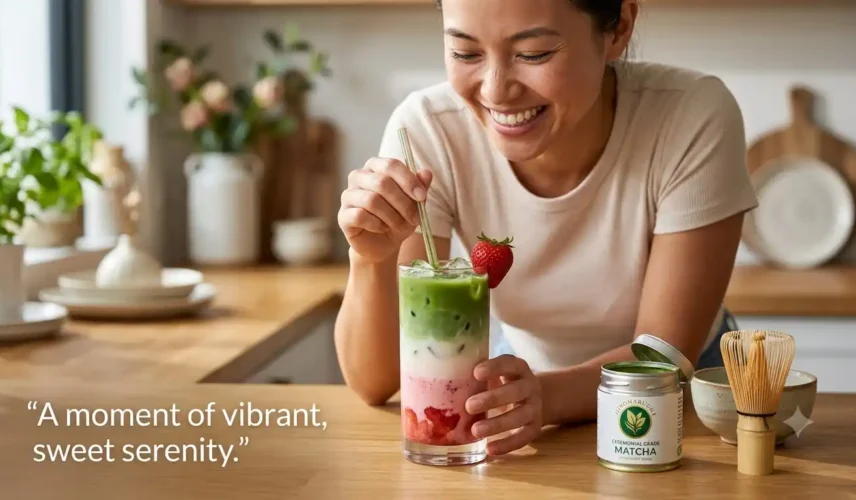 Strawberry Matcha Latte Recipe Pink Layered Drink Strawberry Matcha Latte Recipe Pink Layered Drink